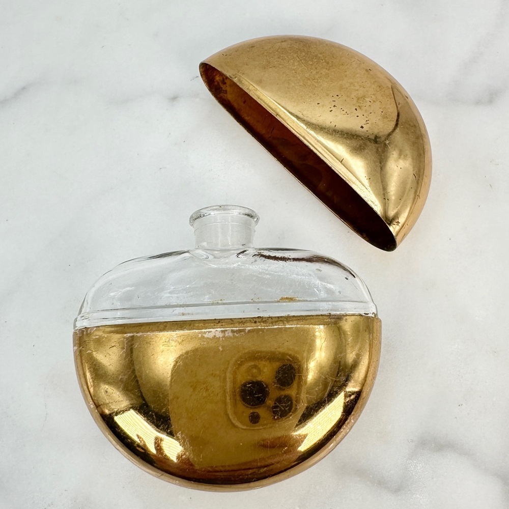 Vintage 1947 Mary Dunhill Perfume BottleGlass and Goldtone Brass Case MCM Travel - Picture 12 of 12